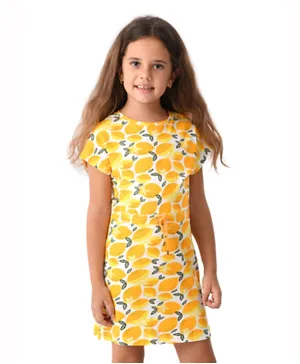 Urbasy Lemon Printed Summer Dress - Yellow