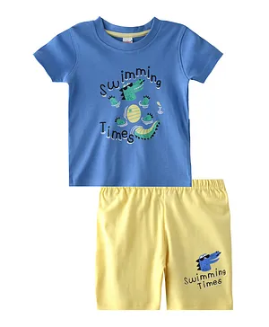 Smart Baby Swimming Times T-Shirt with Shorts - Blue and Yellow