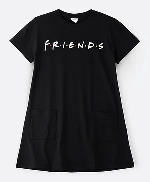 Friends Front Pocket Dress - Black