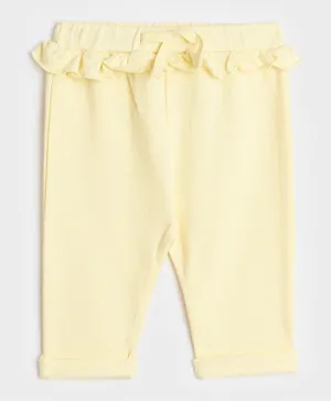 Cheekee Munkee Cotton Solid Frilled Waist Trousers - Cream