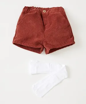 DeFacto Woven Elastic Waist Shorts & Tights - Bordeaux