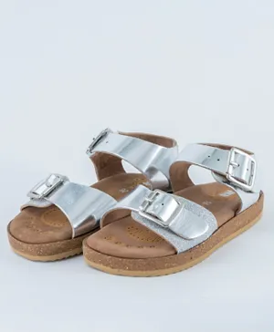 Just Kids Brands Camila Buckle Flat Sandals - Silver