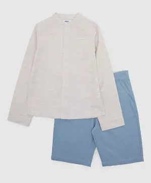 R&B Kids Solid Shirt And Shorts Set - Beige