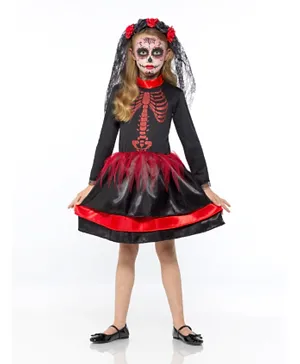 Mad Costumes Red Day Of The Dead Senorita  Halloween Costume - Black