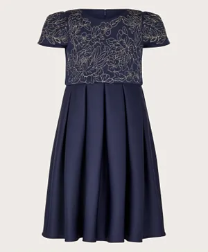Monsoon Children Embroidered Party Dress - Navy Blue