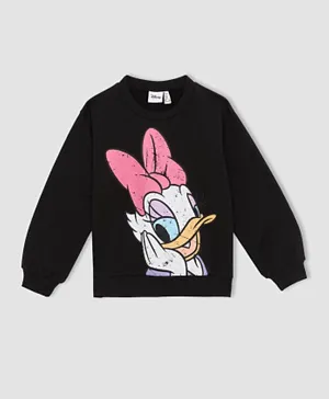DeFacto Daisy Duck Knitted Sweatshirt - Black