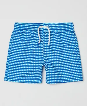 OVS PIOMBO Swimming Trunks With Gingham Pattern - Blue