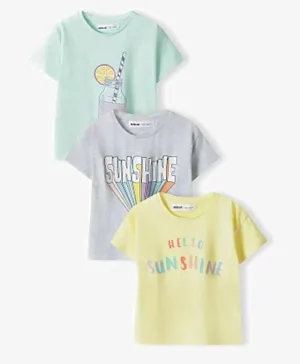 Minoti 3 Pack Shake & Sunshine Printed T-Shirts - Yellow, Green & Blue