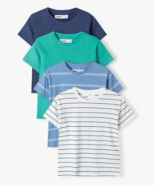 Minoti 4 Pack Solid & Striped T-Shirts - Multicolor