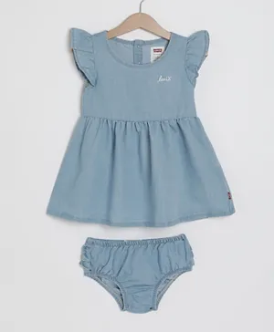 Levi's Ruffle Solid Dress with Bloomer - Blue