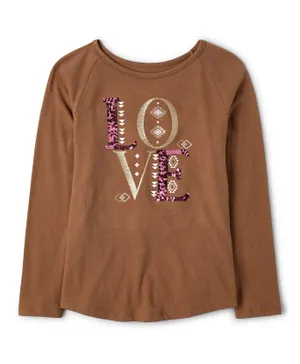 The Children's Place Love Graphic T-Shirt - Brown