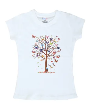 Babyqlo Butterfly with Tree Short Sleeves T-Shirt - White