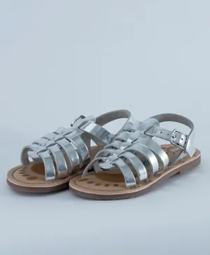 Just Kids Brands Luna Buckle Flat Sandals - Silver
