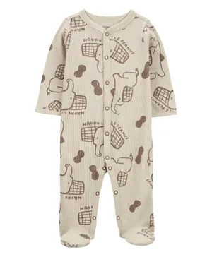 Carter's Elephants Snap-Up Thermal Sleeper Pyjamas - Taupe