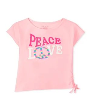 The Children's Place Peace Love Sequin Detail T-Shirt - Pink