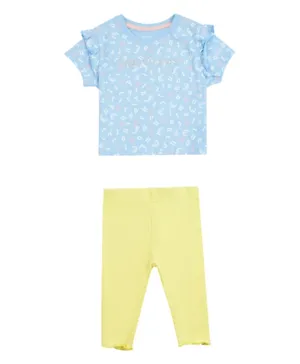 Juicy Couture Letter Print Frill T-Shirt and Leggings - Blue & Yellow