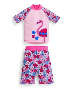 JoJo Maman Bebe Flamingo 2Pc Sun Protection Suit - Pink