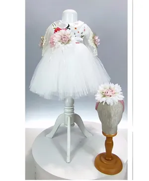 Liba Fashion Mila Gorgeous Floral Party Dress With Headband - White