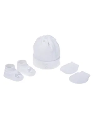 Pimpolho Hat Socks and Mittens Set - White