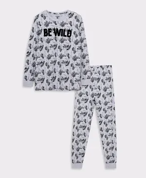 LC Waikiki Be Wild Pajamas Set - Grey