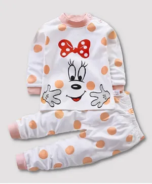 Lamar Baby Minnie Mouse Print Nightwear  - White