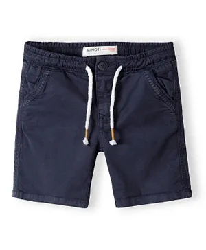 Minoti Cotton Solid Washed Out Woven Shorts - Dark Blue