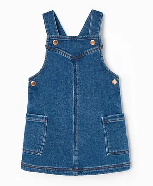Zippy Denim Dungaree Dress - Blue