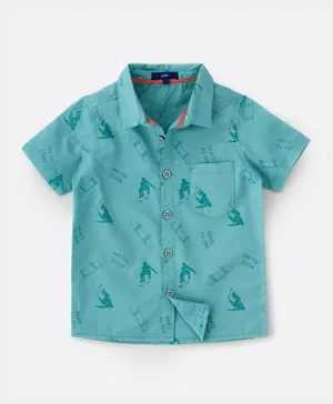 Jam Woven All Over Printed Shirt With Pocket - Green