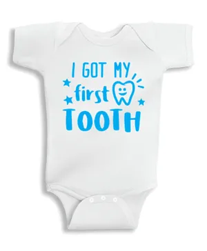 Twinkle Hands I Got My First Tooth  Onesie - White
