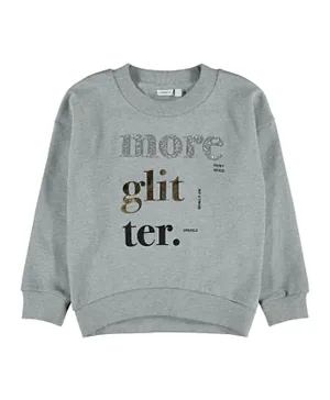 Name It Shiny Sequin Glitter Sweatshirt - Grey Melange