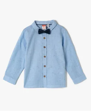 KOTON Solid Shirt With Bow Tie - Blue