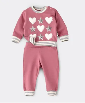 Babyqlo 2Pc Heart Pajama Winter Sets - Rose Pink