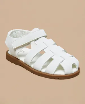 LBL by Shoexpress Solid Sandals with Velcro Closure - White