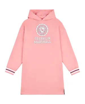Franklin & Marshall Logo Graphic Hoodie Dress - Pink