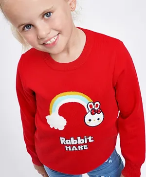 Kookie Kids Rabbit Hare Sweater - Red