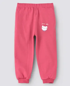 Babyqlo Cute Kitty Printed Full Length Jogger Pants - Pink