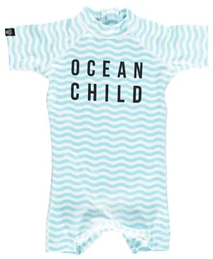 Beach & Bandits Ocean Child Shorty Babysuit - Blue & White