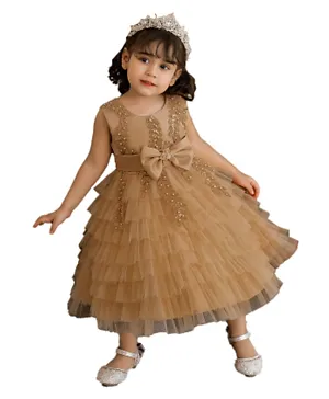 Babyqlo Lace Bow Party Dress - Beige