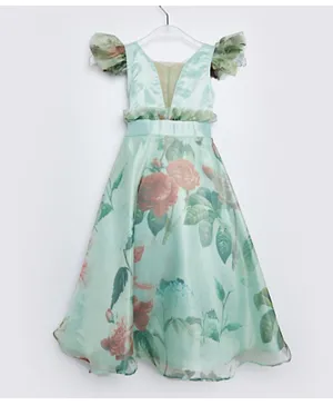 Amri Floral Dress - Mint Green