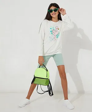 Neon Printed Casual Sweatshirt - White