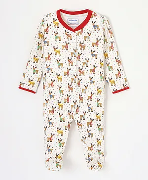 Jojo Maman Bebe Reindeer Sleepsuit - White