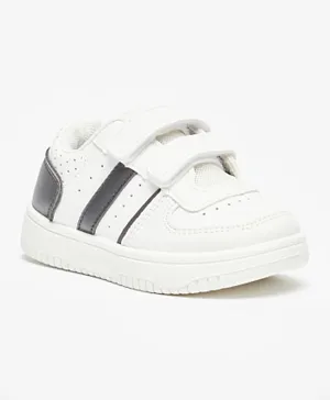LBL by Shoexpress Hook & Loop Closure Panelled Sneakers - White