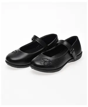 Babyqlo Butterfly Textured Mary Jane School Shoes - Black