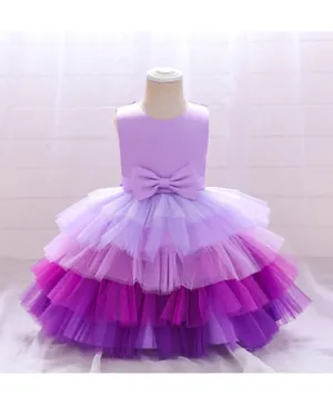 DDaniela Front Bow Detail Tutu Dress - Purple