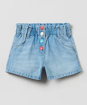 OVS Button Details Shorts - Blue