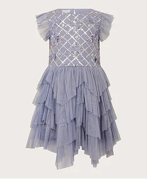 Monsoon Children Sequin Bow Tulle Dress - Lilac