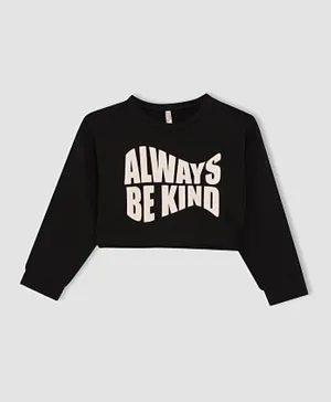 DeFacto Always Be Kind Sweatshirt - Black