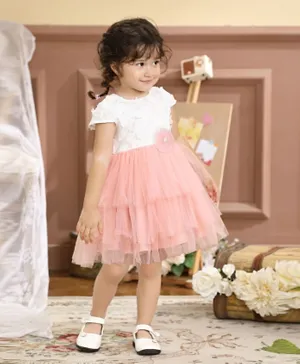 Smart Baby Round Neck Party Dress - Multicolor