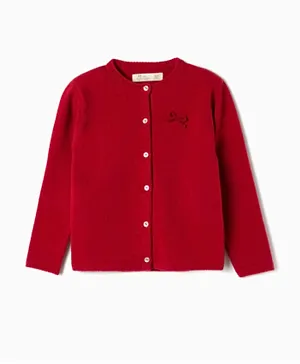Zippy Kid Front Open Sweater - Dark Red