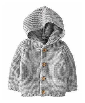 Carter's Organic Signature Stitch Cardigan - Grey